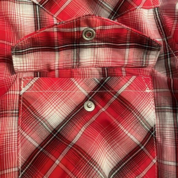 Wrangler Red Plaid Western Pearl Snap Shirt Mens Size Small Rodeo Casual - Picture 10 of 12
